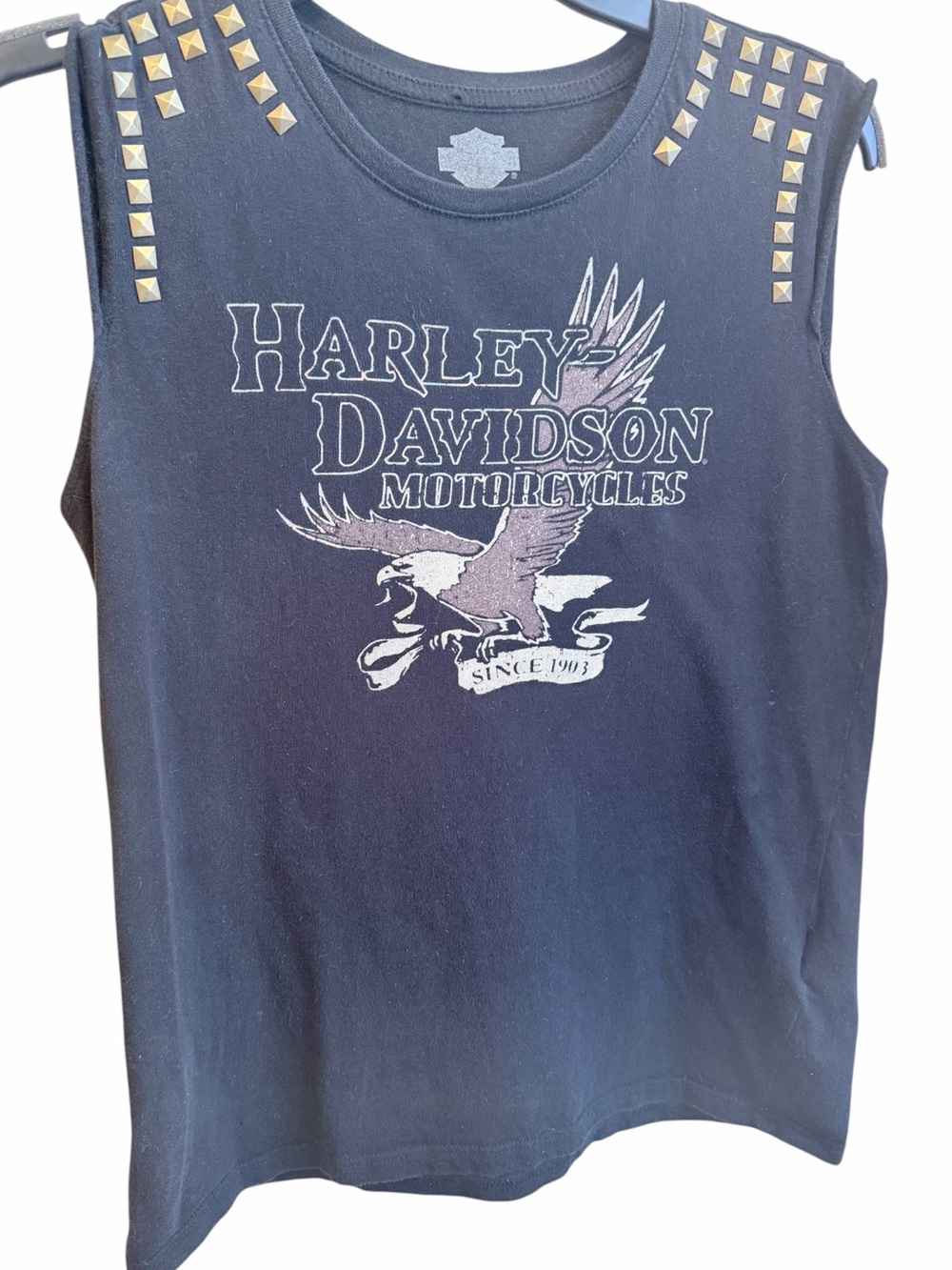 Harley-Davidson Pyramid Stud Muscle Tee Woman’s Sleeveless Black Shirt Small